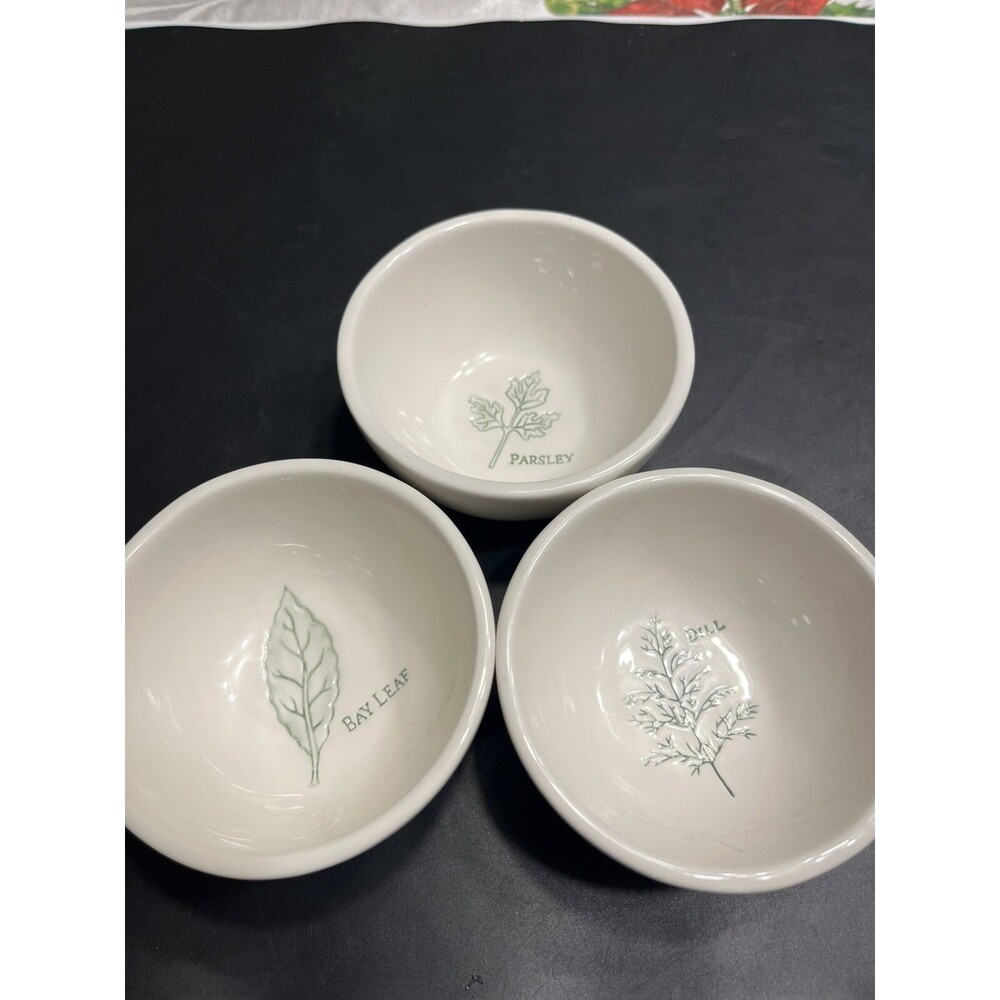 Williams Sonoma Culinary 4" Bowls Herbs Bay Leaf, Parsley & Dill 3pc